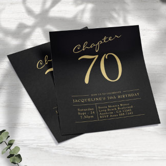 Black Gold Budget 70. Geburtstag Einladung Flyer