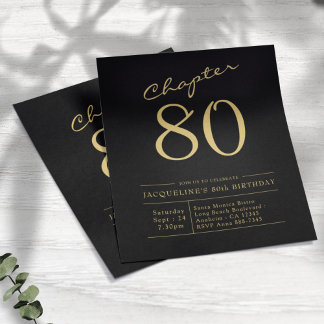 Black Gold Budget 80. Geburtstag Einladung Flyer