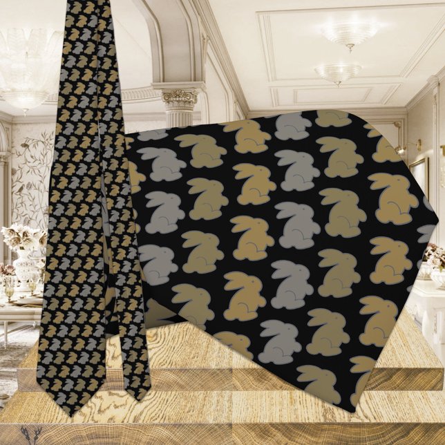 Black & Gold Bunny Rabbit Krawatte (Von Creator hochgeladen)