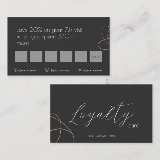 Black & Gold Business Loyalty Card Treuekarte (Vorne/Hinten)