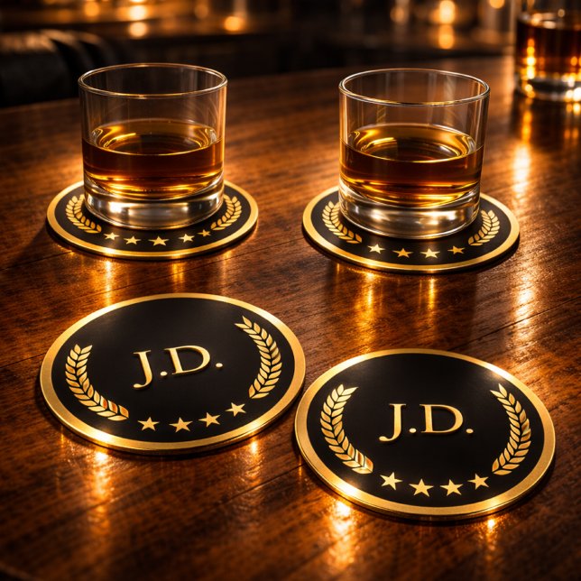 Black & Gold Casino – Junggeselle oder 40. Geburts Runder Pappuntersetzer (Von Creator hochgeladen)