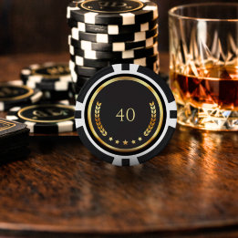 Black & Gold Casino Nacht Gastgeschenk – 40. Gebur Pokerchips