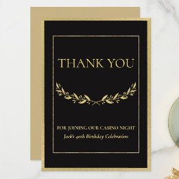 Black & Gold Casino Night Thank You Card Dankeskarte