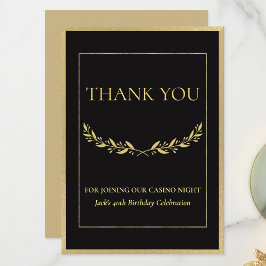 Black & Gold Casino Night Thank You Card Dankeskarte