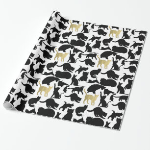 Black Gold Cats Geschenkpapier