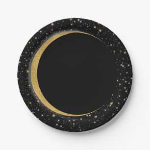 Black & Gold Celestial Moon Stars Lunar Magic Pappteller
