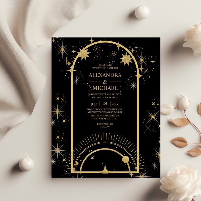 Black Gold Celestial Stars Hochzeit (Von Creator hochgeladen)