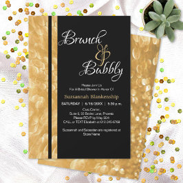 Black & Gold Champagne Brunch & Bubbly Einladung