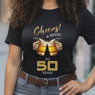 Black & Gold Cheers & Biere 50 Jahre 50. Geburtsta T-Shirt