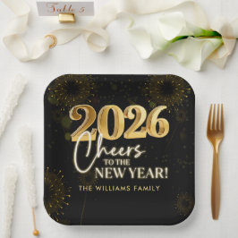 Black Gold Cheers New Years Eve Party Pappteller