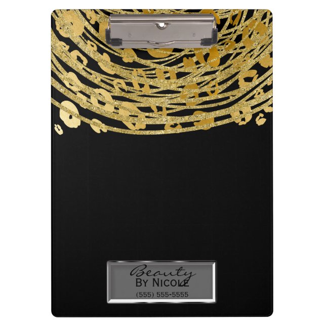 Black Gold Cheetah Leopard Glam Personalisiert Klemmbrett (Vorderseite)