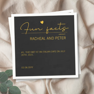 Black Gold Chic Moderne Fun Fakten Skript Hochzeit Serviette