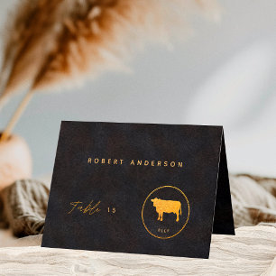 Black Gold Chic Rindfleisch Mahlzeit Auswahl Gastn Dankeskarte
