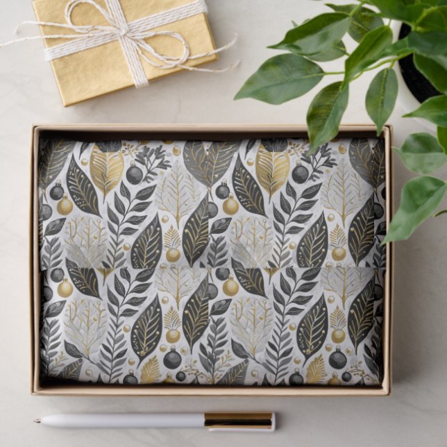 Black Gold Christmas Pattern#21 ID1009 Seidenpapier (Geschenk)
