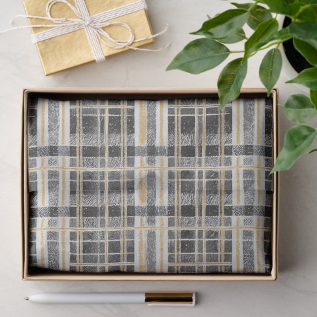 Black Gold Christmas Pattern#2 ID1009 Seidenpapier (Geschenk)
