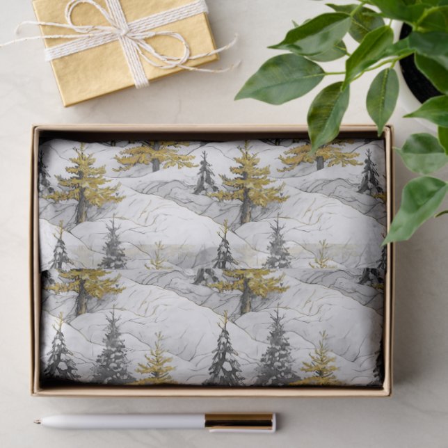 Black Gold Christmas Pattern#4 ID1009 Seidenpapier (Geschenk)