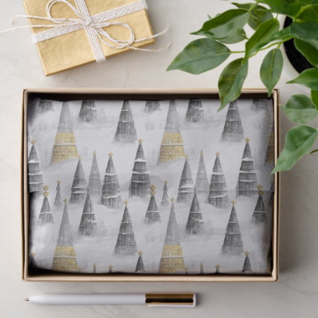 Black Gold Christmas Pattern#8 ID1009 Seidenpapier (Geschenk)