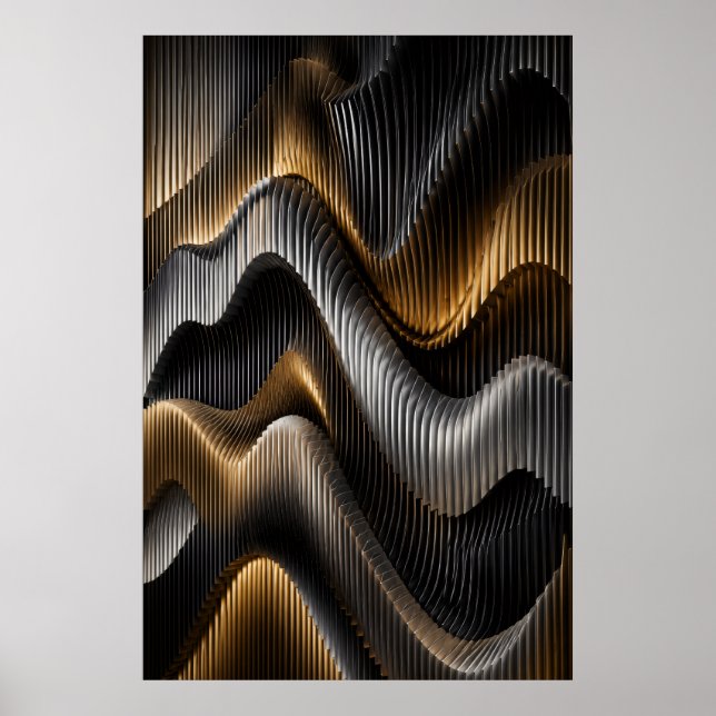 Black Gold Chrome 3D parametrisches Poster (Vorne)