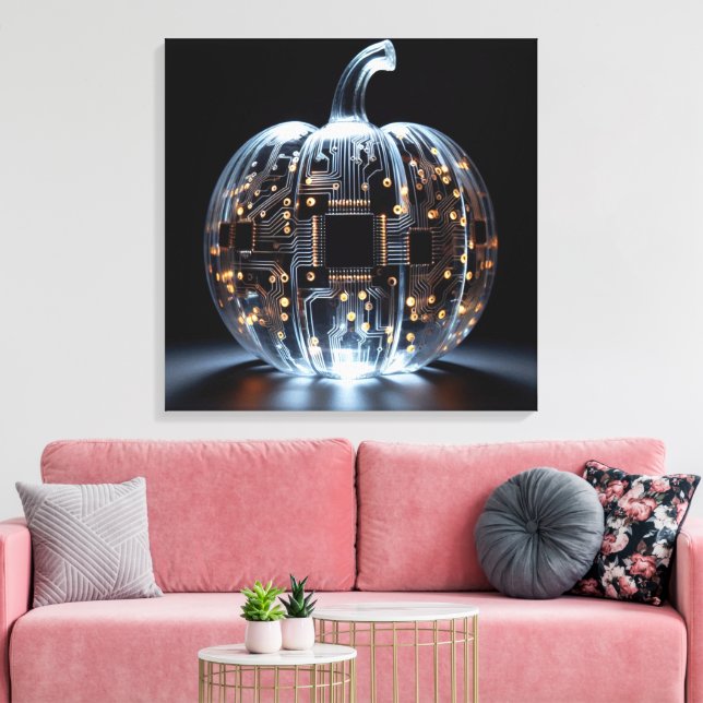 Black Gold Circuit Board Glass Pumpkin Leinwanddruck (Insitu (Wohnzimmer))
