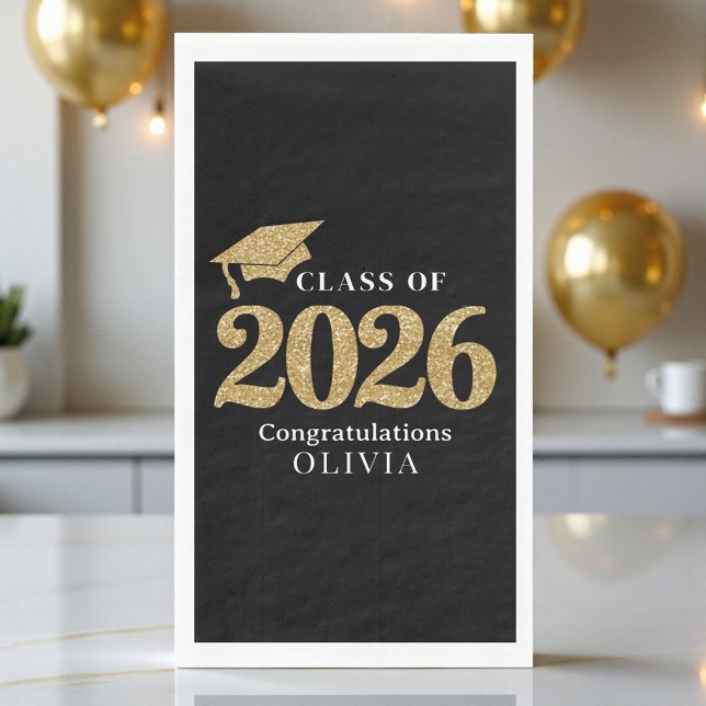 Black & Gold Class Of 2026 Serviette (Von Creator hochgeladen)
