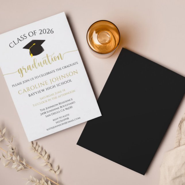 Black & Gold Class Party Einladung (Von Creator hochgeladen)