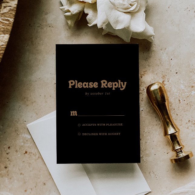 Black Gold Classic Minimal RSVP Karte (Von Creator hochgeladen)