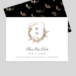 Black Gold Classic Monogram Wappen Wedding Save The Date