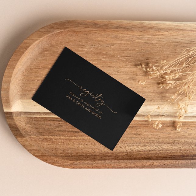 Black Gold Classic Wedding Gift Registry Begleitkarte (Von Creator hochgeladen)