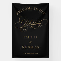 Black Gold Classic Wedding Welcome Sign