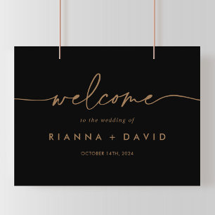 Black Gold Classic Wedding Welcome Sign Poster