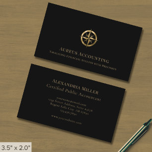 Black Gold Compass Business Cards für Buchhalter Visitenkarte