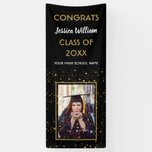 Black Gold Confetti 2020 Foto Graduation Party Banner