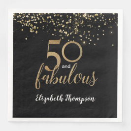 Black Gold Confetti 50 und fabelhafte 50. Geburtst Serviette