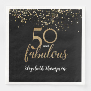 Black Gold Confetti 50 und fabelhafte 50. Geburtst Serviette