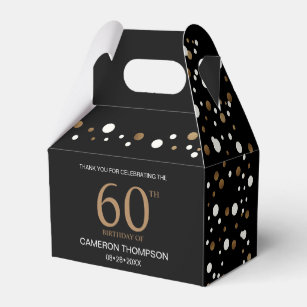 Black Gold Confetti 60. Geburtstag Gefallen Box Geschenkschachtel