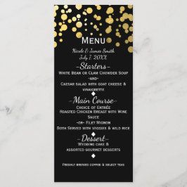 Black & Gold Confetti Dots Modernes Glamour Menü Menükarte