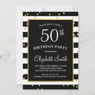 Black & Gold Confetti Einladung zum Geburtstag