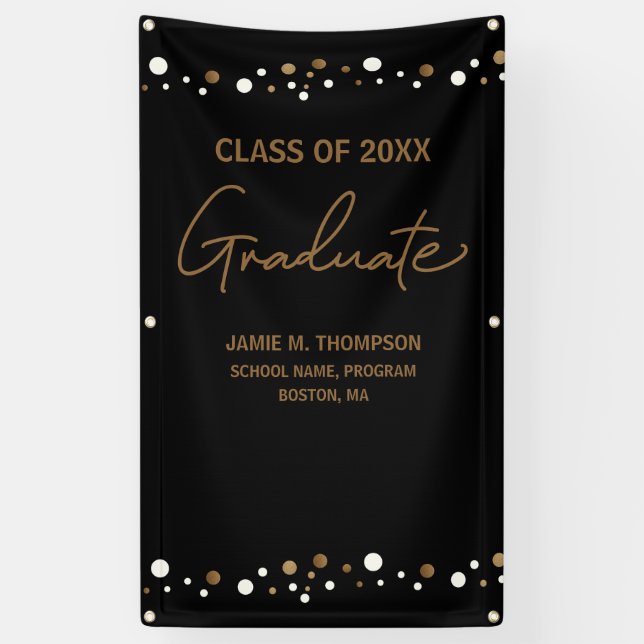 Black Gold Confetti Klasse Schulhintergrund Abitur Banner (Vertikal)