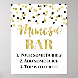 Black Gold Confetti Mimosa Bar Sign Wedding Poster