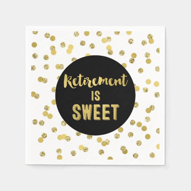 Black Gold Confetti Pension ist süß Serviette (Vorderseite)