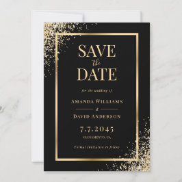 Black Gold Confetti Rahmen Elegante Hochzeit Save The Date