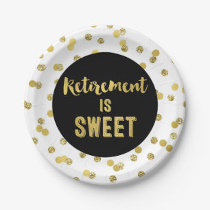 Black Gold Confetti Retirement ist Sweet Pappteller