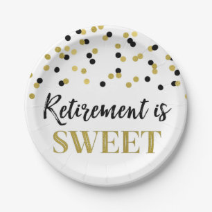 Black Gold Confetti Retirement ist Sweet Pappteller
