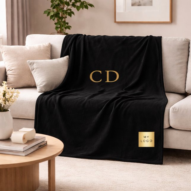 Black Gold Corporate Logo Company Monogram Fleecedecke (Von Creator hochgeladen)