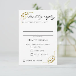 Black & Gold Country Hochzeitsnahrung RSVP Karte