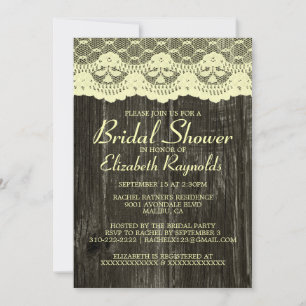 Black & Gold Country Lace Bridal Dusche Einladung