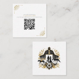 Black & Gold Country Wedding mit QR Code Begleitkarte
