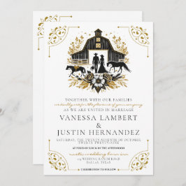Black & Gold Country Wedding mit QR Code Einladung