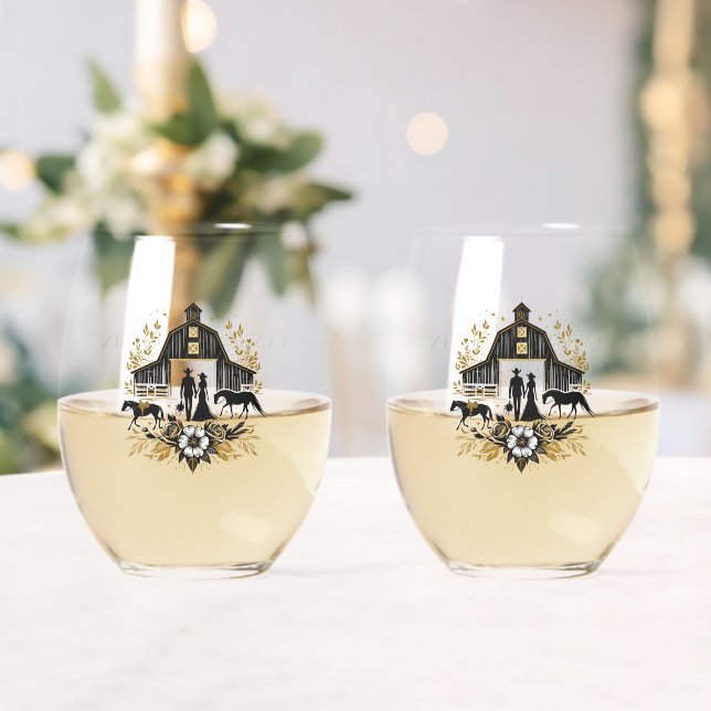 Black & Gold Country Wedding Weinglas Ohne Stiel (Insitu (Hochzeit))