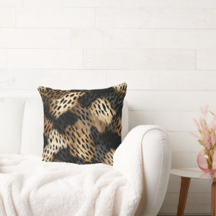 Black Gold Creme Leopard Animal Print Kissen